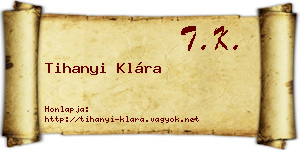 Tihanyi Klára névjegykártya